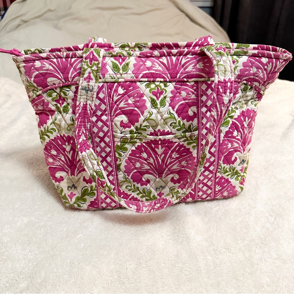 Vera Bradley Pink and Green Floral Tote Julip Tulip Pattern